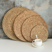 Vente en gros Jacinthe d'eau ronde Crochet Jute Rotin Osier Tissé Cuisine Accessoires Sets de table Dessous de verre Set de table Entreprises alimentaires