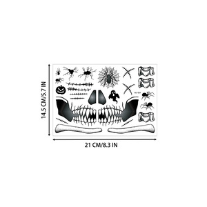 Nuovo Halloween <span class=keywords><strong>divertente</strong></span> teschio del <span class=keywords><strong>tatuaggio</strong></span> adesivi horror make up, spaventosi tatuaggi per il viso - Product Image 4