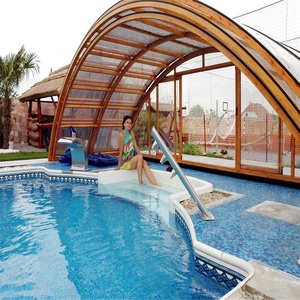 Abri de <span class=keywords><strong>piscine</strong></span> rétractable électrique télescopique pour véranda, structure en aluminium, couverture en polycarbonate, toit mobile, taille personnalisable DIY - Product Image 6
