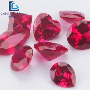 Celebrity Gems 5A pierres précieuses synthétiques en gros gouttelettes d'eau en forme de poire 5 # rubis corindon pierre en vrac