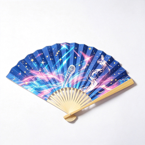 Éventail pliable traditionnel <span class=keywords><strong>en</strong></span> bambou de 23 cm, motif fille anime galaxie, fait main, portable, pour cosplay, Comic-Con, accessoires <span class=keywords><strong>photo</strong></span>, classique - Product Image 2