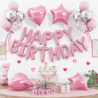 Kit de Décoration de Fête d'Anniversaire Joyeux Anniversaire : Guirlande Arche Bleue, Rose, Noire, Crème, Oh Baby, Lettres en Latex et Aluminium pour 16ème Anniversaire
