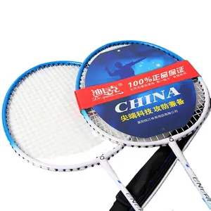 Raket badminton oem bentuk v portabel, raket badminton baja tempered portabel banyak warna