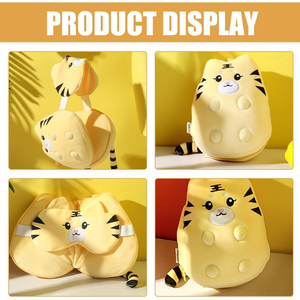 어린이 매력적인 귀여운 만화 자수 동물 호랑이 2 in 1 목 베개 눈 마스크 비행기 기차 수면 도매 여행 베개 - Product Image 5