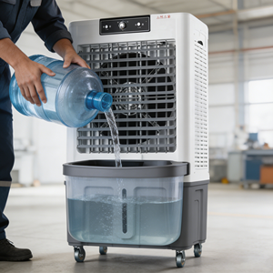 Refroidisseur d'air évaporatif commercial 150L, ventilateur portable 3-en-1 pour entrepôt, atelier, usine, 3 vitesses, portable 3-en-1 - Product Image 2