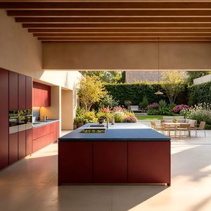 Muebles de Villa Minimalistas Modernos Estilo <span class=keywords><strong>Bauhaus</strong></span>, Gabinetes de <span class=keywords><strong>Cocina</strong></span> de Madera Ecológica con Cierre Suave, Resistentes al Fuego, en Contrachapado Blanco y Amarillo - Product Image 4