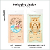 Support de téléphone intelligent 3D en bois personnalisé en gros, découpé au laser, support de bureau creux, artisanat en bois imprimé UV pour promotion d'entreprise
