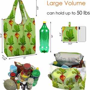 กระเป๋าช้อปปิ้งลายพืช ผลิตจากวัสดุ RPET เป็นมิตรกับสิ่งแวดล้อม กันน้ำ พับเก็บได้ ออกแบบเองได้ สำหรับใช้ในชีวิตประจำวัน ซูเปอร์มาร์เก็ต และกิจกรรมกลางแจ้ง - Product Image 6