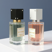 Flacon de parfum vide rectangulaire transparent à bas prix, 30 ml, 50 ml, 100 ml, avec étiquette personnalisée, couvercle carré blanc/noir, en verre, emballage cadeau