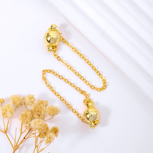 Cierre Magnético con Cadena, Hebilla de Joyería de Cobre Chapado en Oro, Forma de Esfera B104B - Product Image 4
