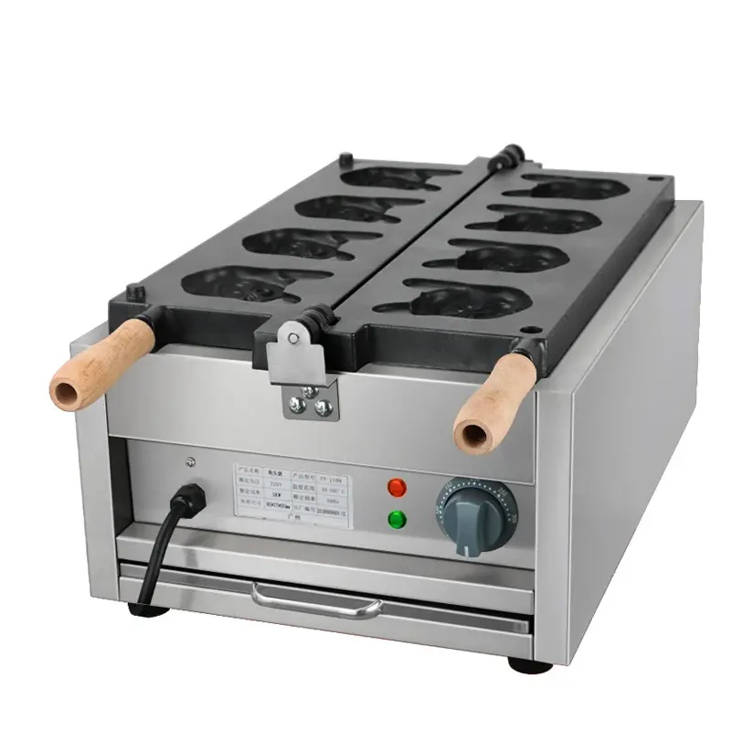 XEOLEO — gaufrier à pâtisserie électrique 3kw, 4 pièces, appareil à pain, forme chiot, Commercial, avec contrôle de la température