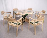 NOUVELLE ARRIVÉE Chaise de salle à manger moderne en bois massif avec résine époxy, style décontracté pour usage extérieur