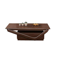Table basse en bois massif de noyer avec pieds en V courbés, meuble de rangement, style moderne minimaliste, table de salon, table à thé durable