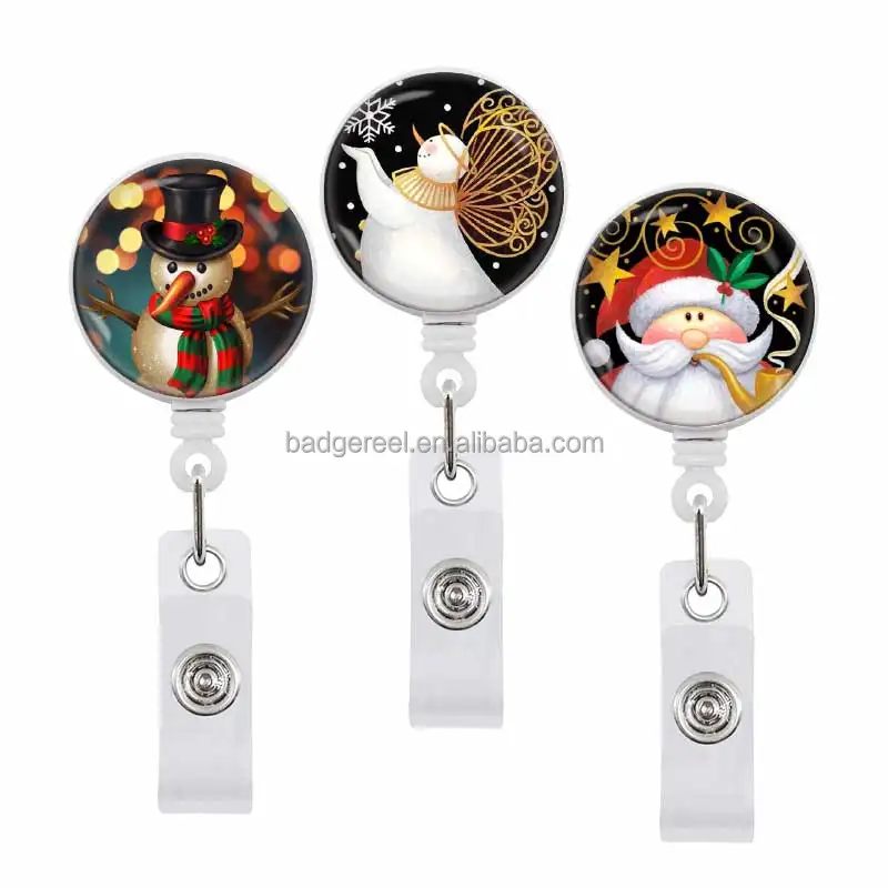 Hot Verkoop Kerst Crystal Intrekbare Badge Rollen Custom Badge Scroll Verpleegkundige Student Kantoor Badge Reel Id Houder