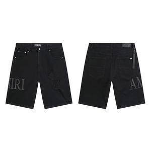 Premium Original Edition AMRY 1.1 Summer Denim <strong>Shorts</strong> Vintage Washed Letter Embroidery Patch Ripped <strong>Jean</strong> Trousers <strong>High</strong> Street - Product Image 5