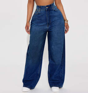 Jeans <span class=keywords><strong>Donna</strong></span> Personalizzati a Gamba Dritta e Vita Alta Vendita Diretta dalla Fabbrica, <span class=keywords><strong>Pantaloni</strong></span> <span class=keywords><strong>Classici</strong></span> in Denim Larghi e Comodi - Product Image 4