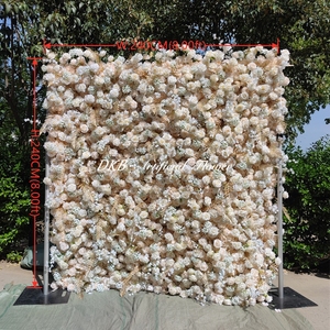 Panel de Pared de Flores de Rosa 3D 5D Hecho a Mano por DKB Wholesale, Fondo de Pared de Seda Artificial Color Rosa Borgoña para Decoración de Bodas y Tiendas - Product Image 2