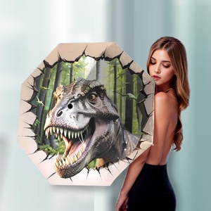 Durable Modern 3D Three-Fold Fully-<b>Automatic</b> Pongee <b>Umbrella</b> with UV Protection Glass Fiber Ribs for Travel and Rain Use - Product Image 3