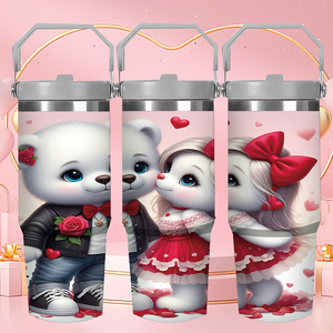 Vasos Personalizados de 30 oz con Diseño de Animales y Gatos para San Valentín, Disponibles en EE. UU., Ideales para Amantes de Mascotas y Enamorados - Product Image 1