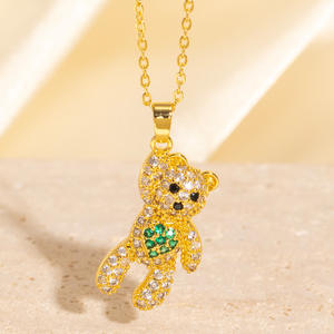 סיטונאי שמלה אופנתית סיטונאית שרשרת תליון נירוסטה קישור כחול שמלה משובצת זירקון נישה עיצוב - Product Image 5