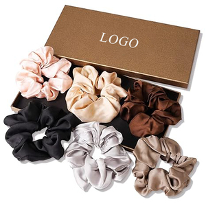 Scrunchies personnalisés doux et délicats pour femmes, différentes couleurs, haute qualité, 100% soie de mûrier, attaches pour cheveux avec bande élastique - Product Image 2