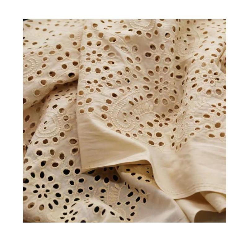 Cotton White Eyelet Lace Embroidery Fabrics