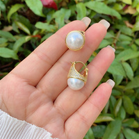 Boucles d'Oreilles en Cuivre et Zircon Plaqué Or 18K, 1 Paire, Élégante, Style Vintage, Géométrique, Forme de Coeur Rond, Incrustation