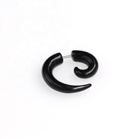 Bouchons d'oreilles en spirale pour garçons, clous d'oreilles en acier inoxydable acrylique noir
