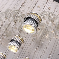 Grand Chrome K9 personnalisé moderne Long pendentif de luxe escalier cristal lustre pour salon haut plafond