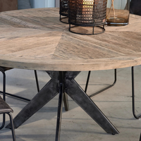Table ronde en bois massif de style français vintage AY-2628-4 Falcon Crest pour hôtel et villa, fabrication artisanale, écologique