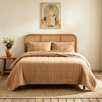 Ensemble de couvre-lit matelassé marron moderne, style luxueux, tissu doux et respirant pour chambres King, Queen, Twin, OEM ODM