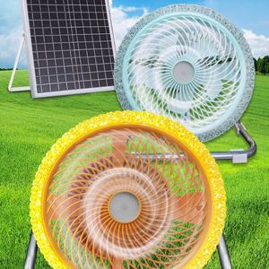 พัดลมตั้งพื้นแบบพกพา ใช้พลังงานแสงอาทิตย์ ชาร์จไฟได้ พร้อมไฟ LED สีขาวเย็น เหมาะสำหรับการตั้งแคมป์ - Product Image 2