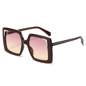 Unisex UV400 PC Trendy White Fashion Square <b>Large</b> <b>Frame</b> Sunglasses with Custom Logo Colored/Clear Lenses - Product Image 2