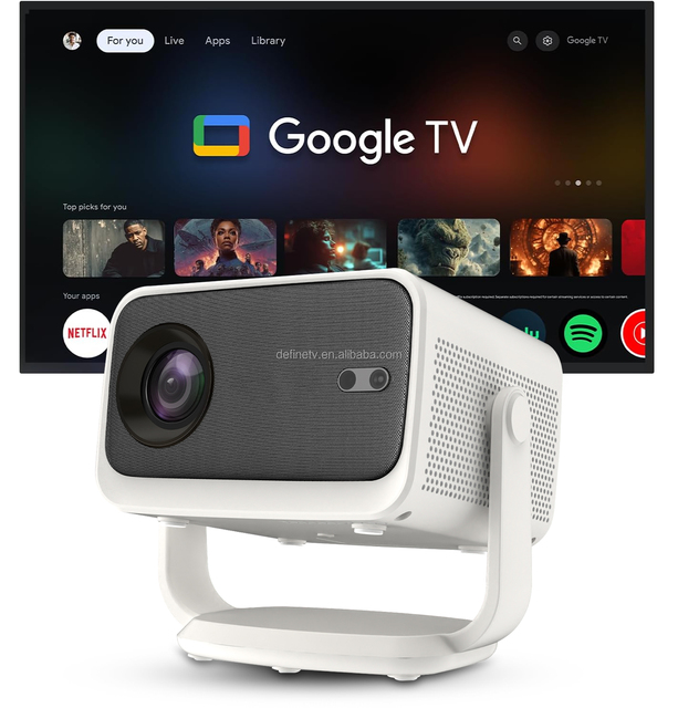 New Google TV Projector Officially Licensed Netflix 1080P 4K UHD Supported HIFI Stereo 500ANSI Lumens Voice Remote Android 13