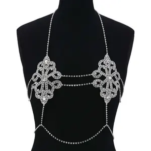 New Bikini Crystal Sexy Chest Chain Tide Female Geometric Set Diamond Body Chain Wholesale