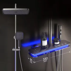 Mitigeur de douche en cuivre, nouveau Design, clé de piano, affichage numérique de la température à LED, robinet de douche thermostatique pour salle de bain, 2023