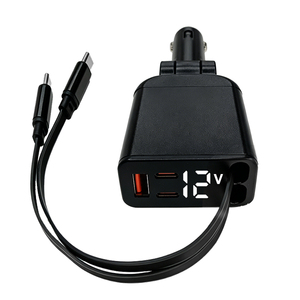 ที่ชาร์จในรถยนต์แบบพับเก็บได้ 5 in 1 กำลังไฟ 45 วัตต์ ชาร์จเร็วพิเศษ ช่องเสียบ USB คู่ สำหรับโทรศัพท์มือถือ - Product Image 1