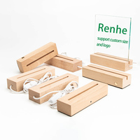 Vente en gros de panneaux d'affichage en acrylique effaçables DIY, lampe de nuit LED USB, lampe en bois de hêtre, décoration d'intérieur, cadeau personnalisé OEM