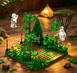 Ensemble de blocs de construction militaires en ABS, mini-soldat parachutiste, scène de <span class=keywords><strong>bataille</strong></span> en forêt, briques de jeu pour enfants, cadeau - Product Image 5