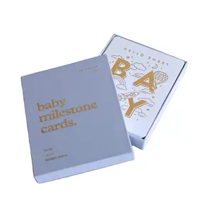 Custom words printed paper birth announcement card Newborn baby milestone cards Keepsake Gift Box