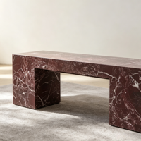 Tables basses modernes de luxe en marbre Rosso Levanto, style nordique, meubles décoratifs pour salon en pierre naturelle sur mesure