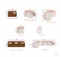 Luxuriöses Villen-Wohnzimmer Gebogenes Sofa, Weißes Möbelset, Mehrsitzer-Empfangs-Wohnzimmer Ledersofa, C-förmiges Sofa
