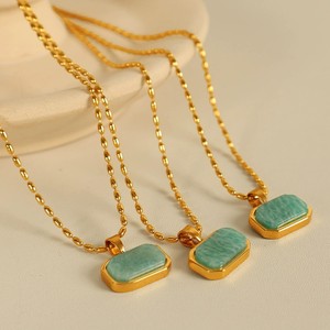 Collane con Ciondolo in Amazonite Impermeabile, Collane con Ciondolo in Pietra Naturale in Acciaio Inossidabile per Donne - Product Image 1