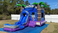 Structure gonflable combinée toboggan et château, utilisation sèche et humide, Monsoon Madness, en PVC, pour usage commercial extérieur