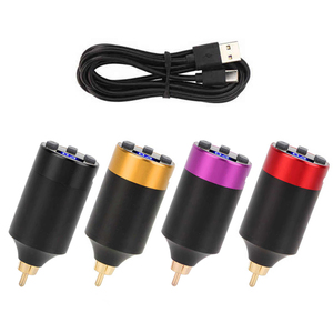 แหล่งจ่ายไฟไร้สายขนาดเล็กสำหรับเครื่องสักลายแบบโรตารี่ ชาร์จผ่าน USB พร้อมปลั๊ก RCA แบตเตอรี่หลากสีสำหรับใช้ในสตูดิโอ - Product Image 1