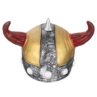 Casco Vikingo de Látex con Cuernos de Búfalo, Accesorios de Decoración para Fiestas, Disfraces, Máscaras de Halloween, Venta de Fábrica