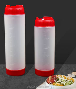 Botella exprimible de 18 oz para salsa BBQ, dispensador recargable con tapa abatible blanca, para miel, mostaza, teriyaki, material PE, apto para lavavajillas - Product Image 3