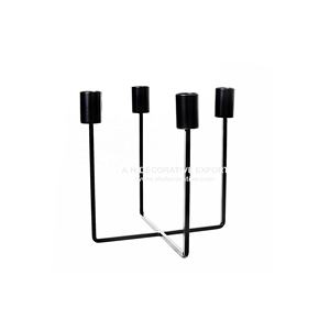 Bougeoir de pilier en métal de fer enduit de poudre noire pour la décoration de Noël à la maison en acier - Product Image 4