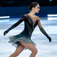 Robe de patinage artistique en spandex/nylon avec dégradé noir et bleu sarcelle et strass, dos profondement ouvert, pour filles et enfants, performance de danse sur glace
