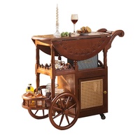 Table basse mobile en bois de frêne pliable avec roulettes, chariot de service rétro pour vin et nourriture, meuble de rangement pour salle à manger et salon